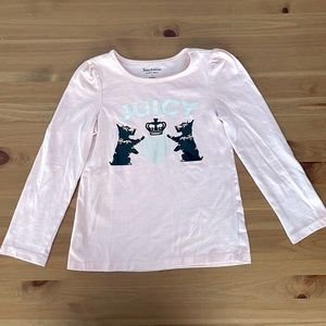 Juicy Girls Pink Long Sleeve Tee Silver Juicy Couture Logo Top size 6